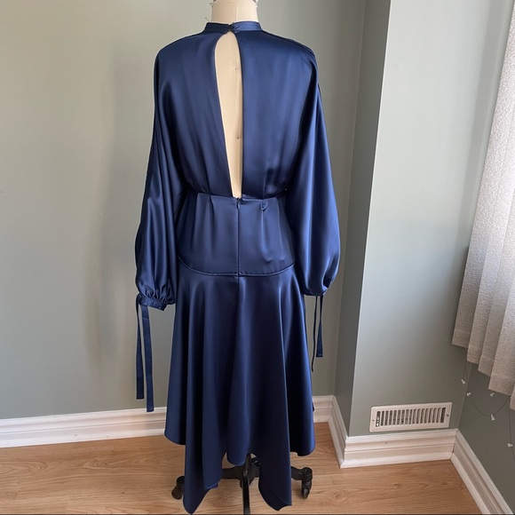 NWT!!!!! Self Portrait Navy Satin Dress - Picture 6 of 9